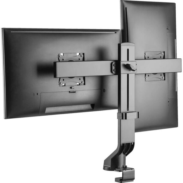 Eaton Tripp Lite Dual-Display Monitor Arm with Desk Clamp and Grommet - Height Adjustable, 17" to 27" Monitors - Befestigungskit - fur 2 LCD-Displays - Stahl - Schwarz - Bildschirmgrosse: 43.2-68.6 cm (17"-27") - Klemmmontage, Tulle, Tischmontage