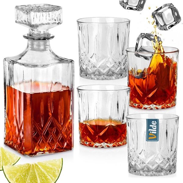 Καράφα και Ποτήρια για Ουίσκι Γυάλινα Vilde 900 ml + 4x300 ml 5 τεμ.