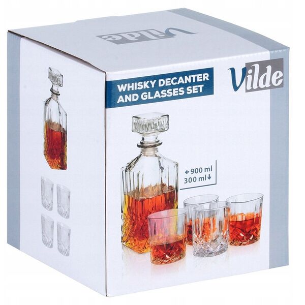 Καράφα και Ποτήρια για Ουίσκι Γυάλινα Vilde 900 ml + 4x300 ml 5 τεμ.