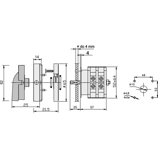 Elektromet Łącznik krzywkowy 0-1 3P 40A zatablicowy z płytką przednią Łuk 40-15 IP65 (924058)