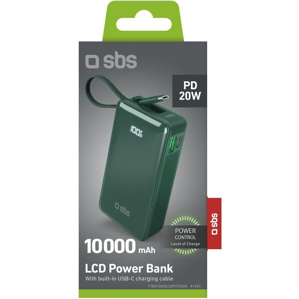 SBS LCD Power Bank  10000  mAh  zala - Portativais barosanas avots
