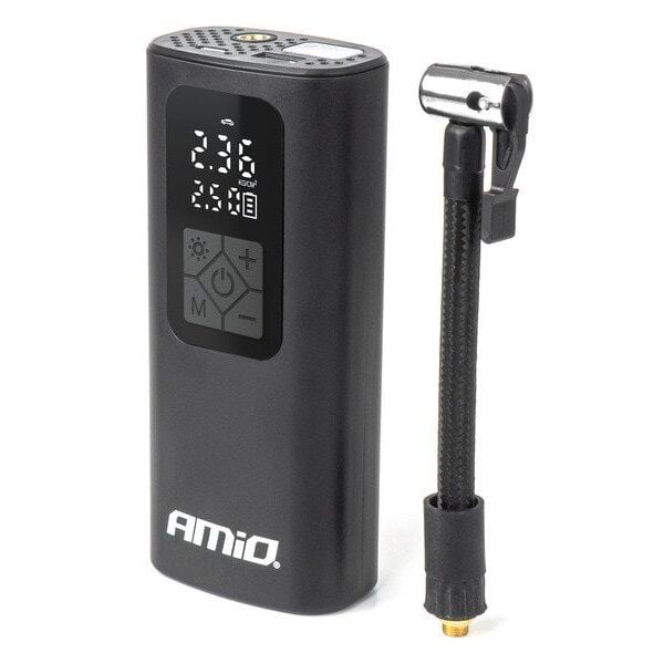 Kompresor samochodowy bezprzewodowy akumulatorowy powerbank LED USB-C 40W AMIO-04377