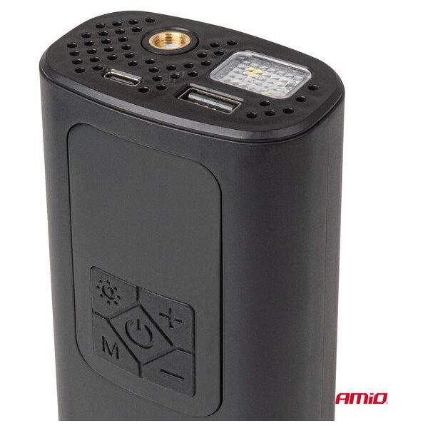 Kompresor samochodowy bezprzewodowy akumulatorowy powerbank LED USB-C 40W AMIO-04377