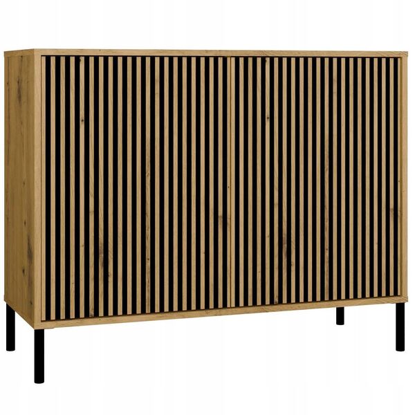 Komoda KAMARO 2D SLIM DĄB ARTISAN Lamele Front Ryflowany