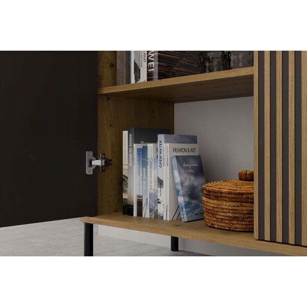 Komoda KAMARO 2D SLIM DĄB ARTISAN Lamele Front Ryflowany