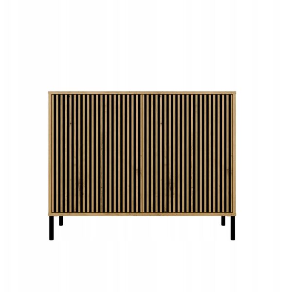 Komoda KAMARO 2D SLIM DĄB ARTISAN Lamele Front Ryflowany