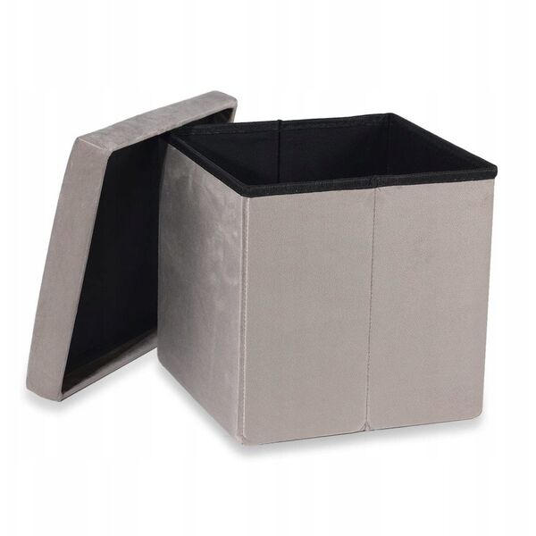 Pufa składana M - 30x30x30cm aksamit beż