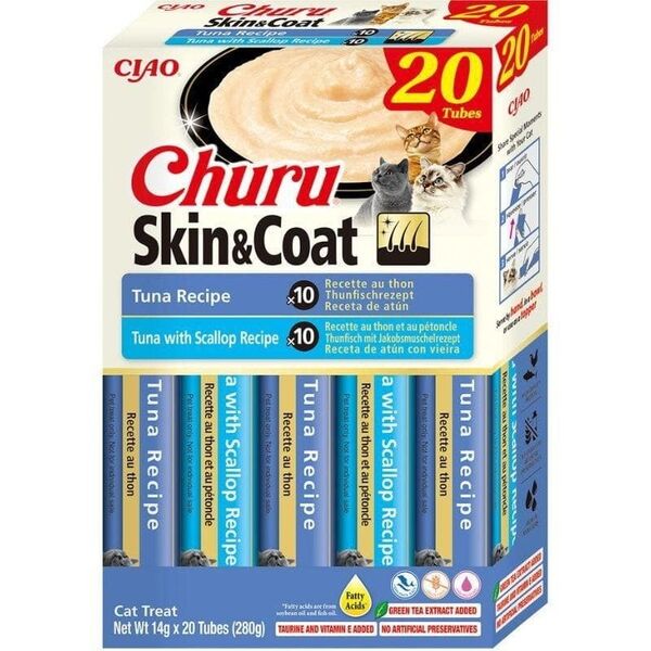 INABA CAT CHURU SKIN & COAT TUNA λιχουδιά για γάτες 20x14g (280g)