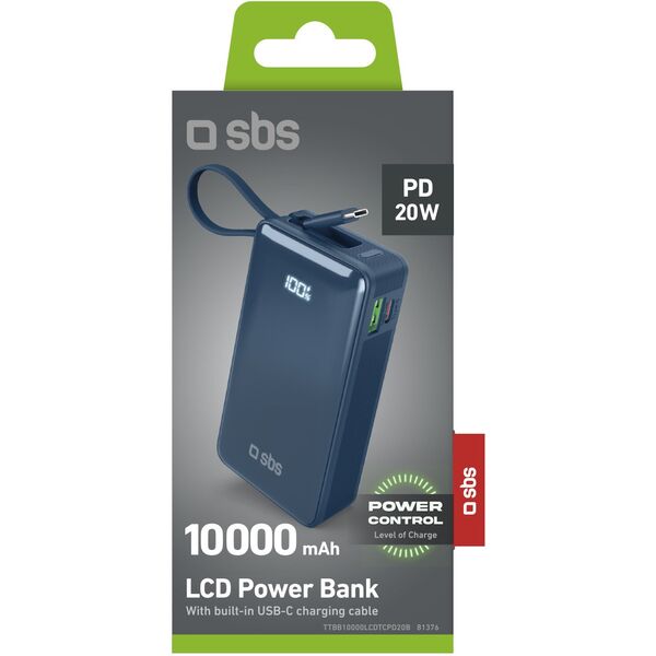 SBS TTBB10000LCDTCPD20B bank mocy 10000 mAh Niebieski