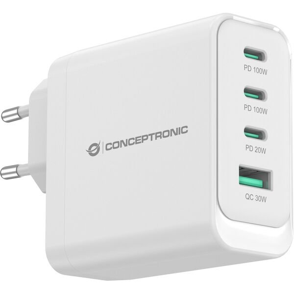 Conceptronic ALTHEA22W100 ładowarka do urządzeń przenośnych Uniwersalne Biały Prąd przemienny Szybkie ładowanie Wewnętrzna