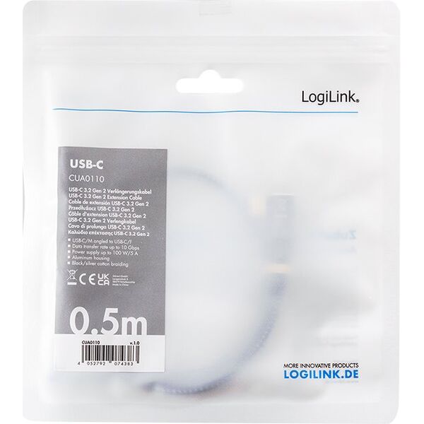 Kabel USB3.2 gen2 TypeC do USB-C/F, PD, 1m