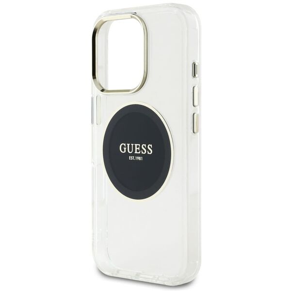 Etui Guess IML Metal Colored Circle Classic Logo MagSafe do Apple iPhone 16 Pro czarny
