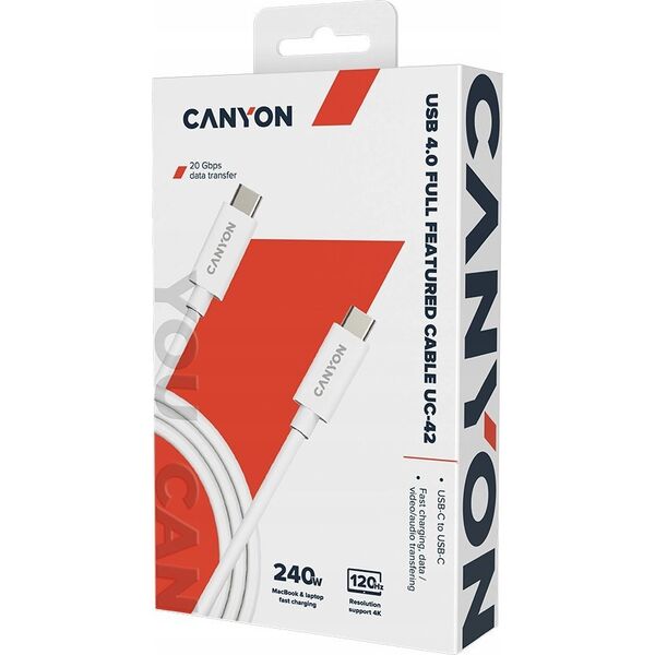 Kabel USB Canyon USB-C - USB-C 2 m Biały