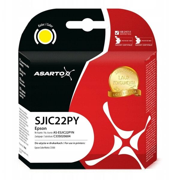 Μελάνι Asarto για Epson SJIC22PY | C33S020604 | 34ml | κίτρινο