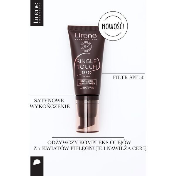 Lirene Single Touch SPF50 Nawilżający podkład kryjący 01 Ivory,  30 ml