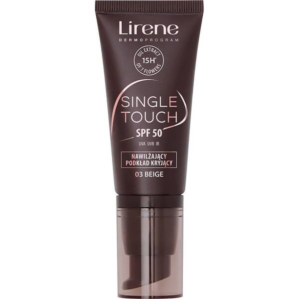 Lirene Single Touch SPF50 Nawilżający podkład kryjący 03 Beige, 30 ml