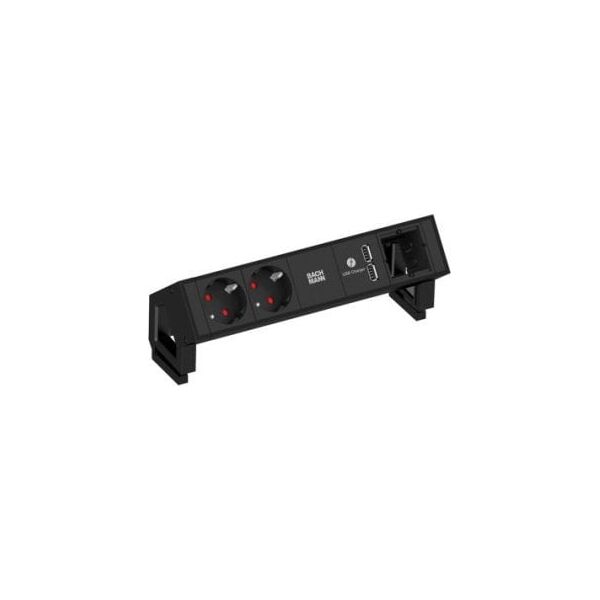 Triton BACHMANN DESK2 2x gniazdo z uziemieniem 1x ładowarka USB 1x ABD, czarny