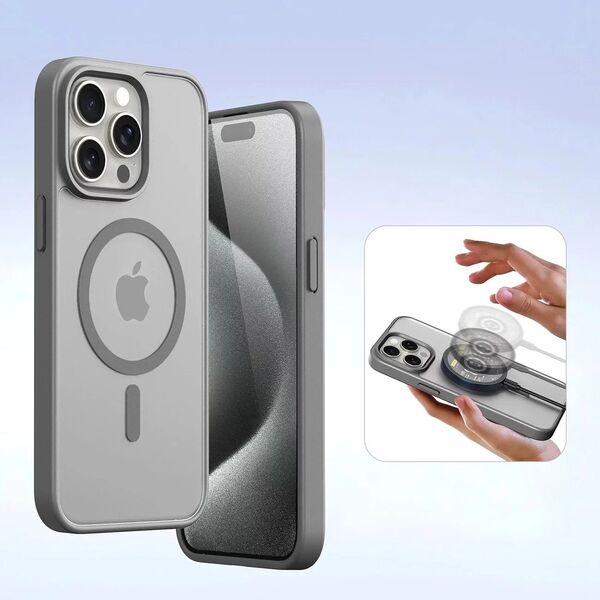 Etui skórzane Dux Ducis Lawa na iPhone 15 Pro Max z MagSafe - szare