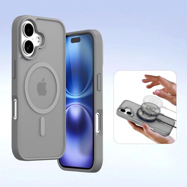 Etui skórzane do iPhone 16 MagSafe Dux Ducis Lawa + portfel  szare