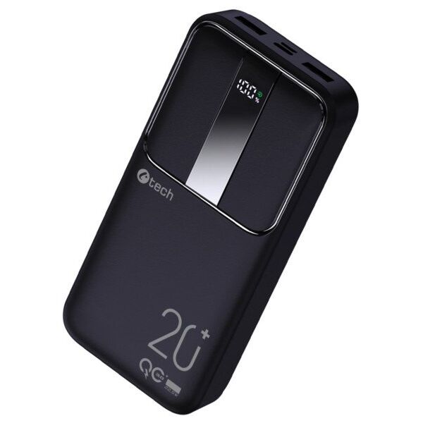 C-TECH Powerbanka 20000mAh, Li-Pol, 22,5W, USB-C/USB-A/micro USB