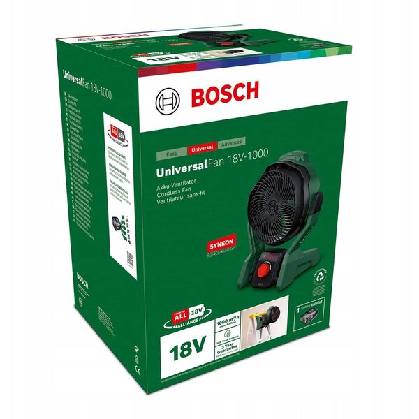 Bosch UniversalFan 18V-1000 akumulátorový ventilátor, 1000 m3/h, akumulátor, JetBreeze Airflow