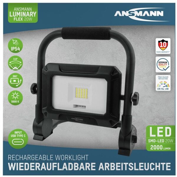 Ansmann FL20W-R 20W/2000lm wiederaufladbarer LED Strahler