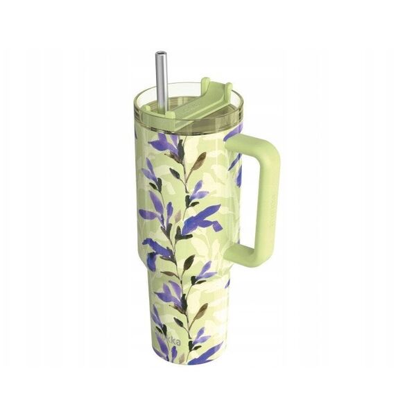 Quokka Stream - Kubek termiczny ze stali nierdzewnej 1200 ml ze słomką (Matcha)