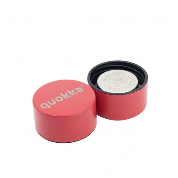 Quokka Solid With Strap - Butelka termiczna ze stali nierdzewnej 630 ml z paskiem (Cherry Red)