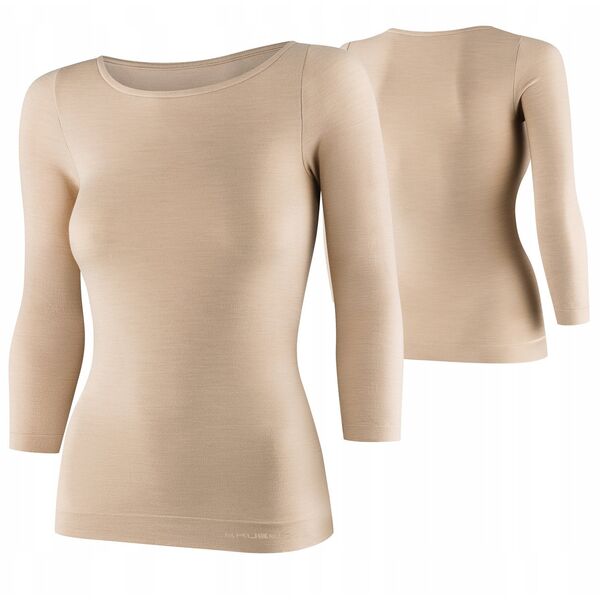 LS1628W Koszulka damska z rękawem 3/4 COMFORT MERINO beżowy M