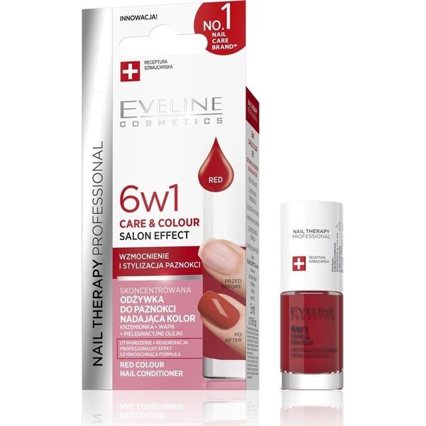 Eveline Nail Therapy Professional Care&Colour Odżywka do paznokci nadająca kolor 6w1-red 5ml