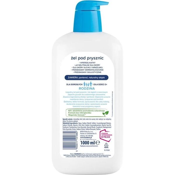 Bambino Rodzina żel pod prysznic hiperdelikatny Gruszka 1000ml