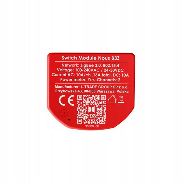 NOUS smart Switch Module B3Z ZigBee (2 channels, with PM)