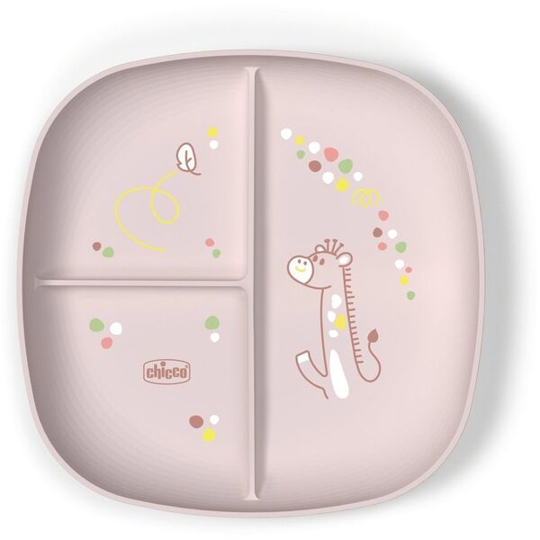 CHICCO-1600315- 3-DZIELNY TALERZ RÓŻOWY   8M+