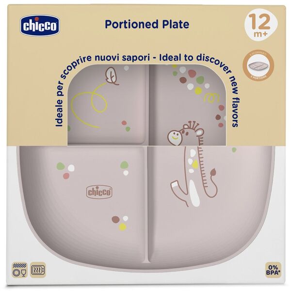 CHICCO-1600315- 3-DZIELNY TALERZ RÓŻOWY   8M+