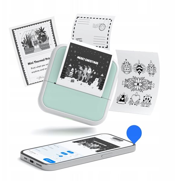 Drukarka Termiczna Bluetooth Do Zdjęć Naklejek Notatek Etykiet 53mm 203dpi / S1 / Biały