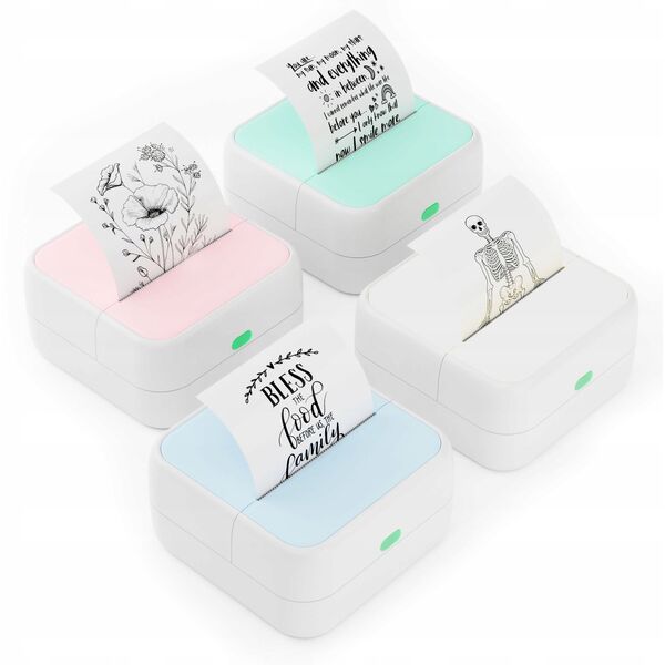 Drukarka Termiczna Bluetooth Do Zdjęć Naklejek Notatek Etykiet 53mm 203dpi / S1 / Niebieski
