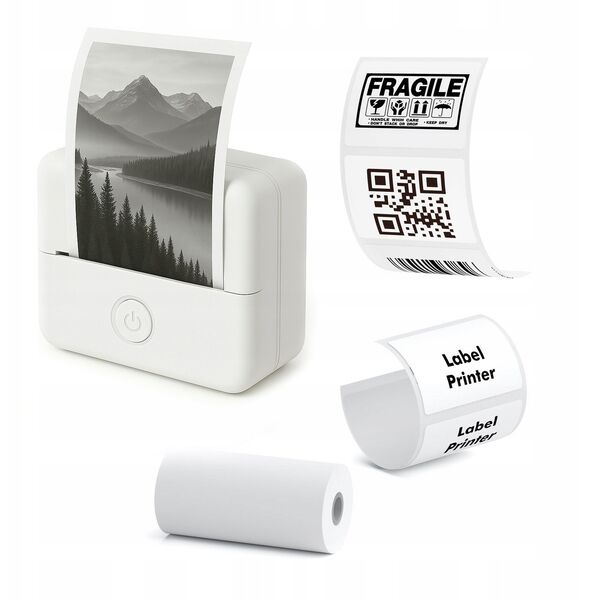 Drukarka Termiczna Bluetooth Do Zdjęć Naklejek Notatek Etykiet Aplikacja Ai / X6 / Biały