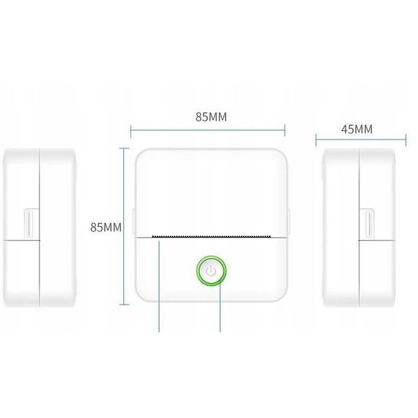 Drukarka Termiczna Bluetooth Do Zdjęć Naklejek Notatek Etykiet Aplikacja Ai / X6 / Biały