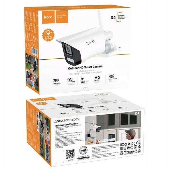 HOCO kamera zewnętrzna gun-type Full HD D4 biała