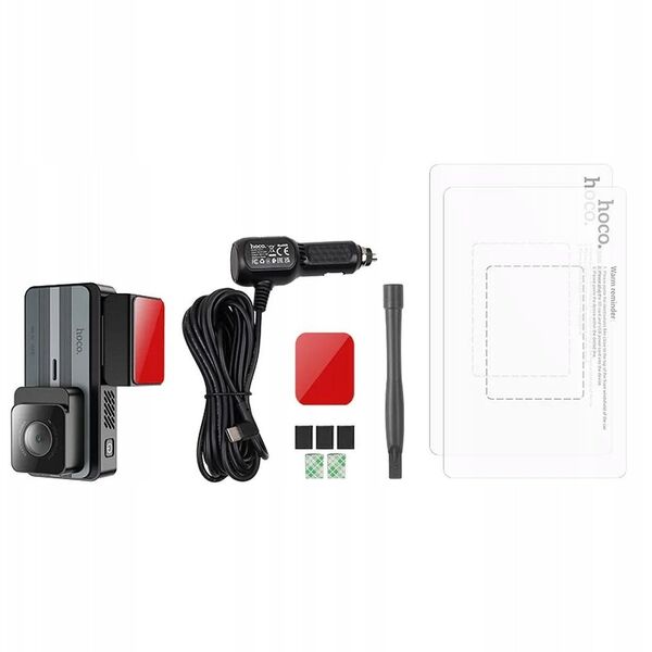HOCO kamera samochodowa z wyświetlaczem 3,69" 2K GPS DV11 srebro szara