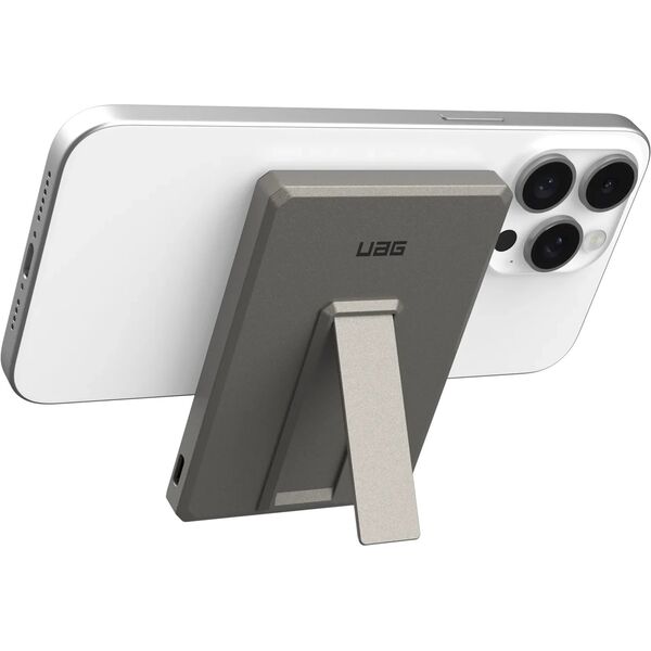 UAG Ultra Slim 5K - powerbank 5000 mAh z podstawką, ładowanie bezprzewodowe 10W, kompatybilny z MagSafe, kabel w zestawie (titanium)
