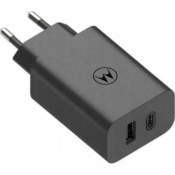 MOTOROLA oryginalna ładowarka sieciowa Typ C + USB A 50W MC502 czarna bulk