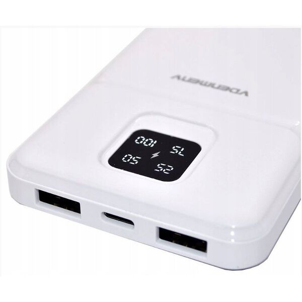 POWER BANK DENMEN BATERIA AWARYJNA 10000mAh BIAŁY DP38 USB + TYP-C