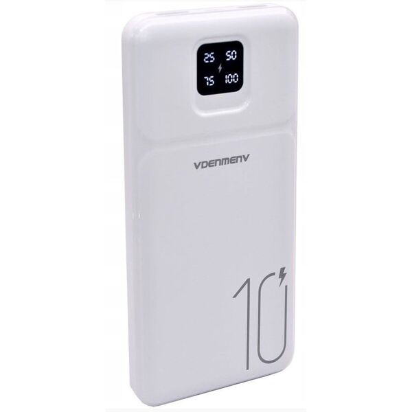POWER BANK DENMEN BATERIA AWARYJNA 10000mAh BIAŁY DP38 USB + TYP-C