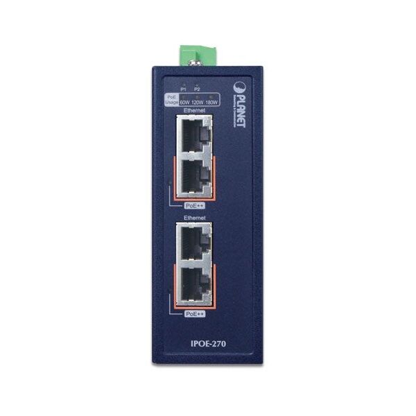 PLANET IPOE-270 switch obsługa PoE Niebieski