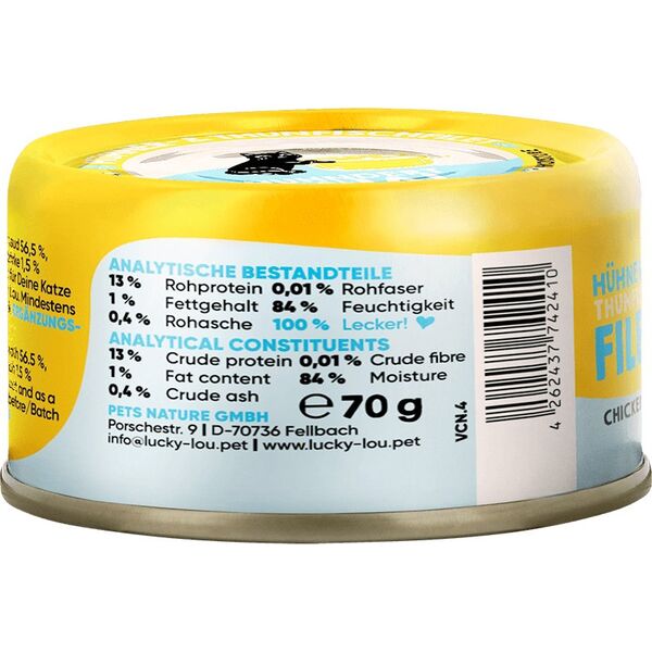 Lucky Lou Extrafood Kurczak i tuńczyk w bulionie puszka 70g