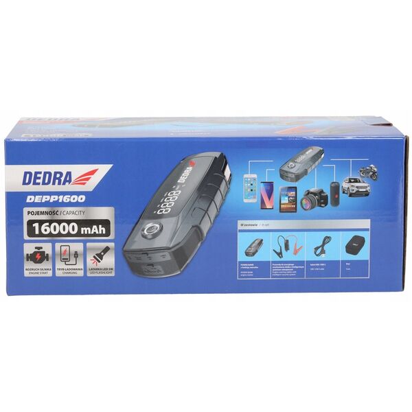 Powerbank z funkcją rozruchu silnika 16000mAh, wyśw. LCD