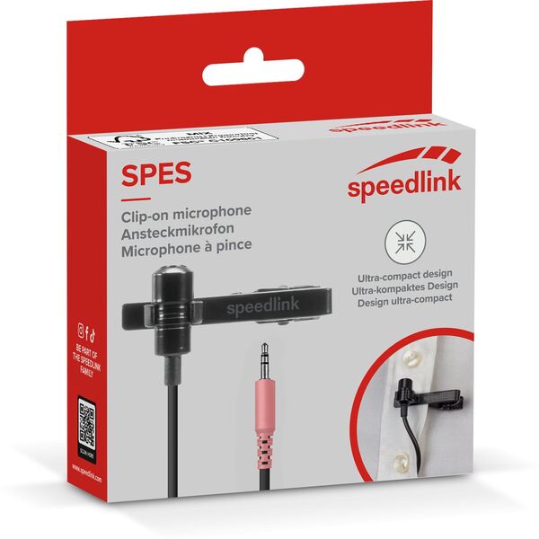 Speedlink Mikrofon SPES. zum Anstecken. Metalclip. schwarz retail