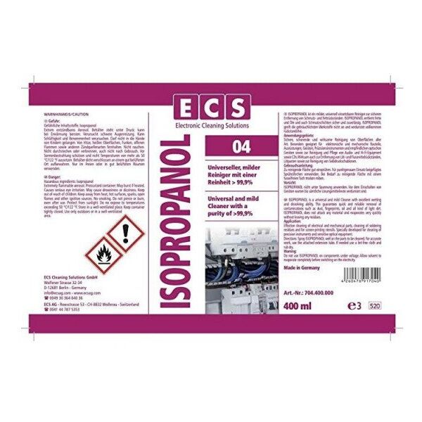 Valiklis ECS ISOPROPANOL PC plokštėms ir magnetinėms galv. (IPA) 400ml