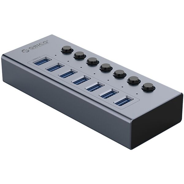 Hub BT2U3-7AB z włącznikami 7x USB-A - szary Hub BT2U3-7AB z włącznikami 7x USB-A - szary